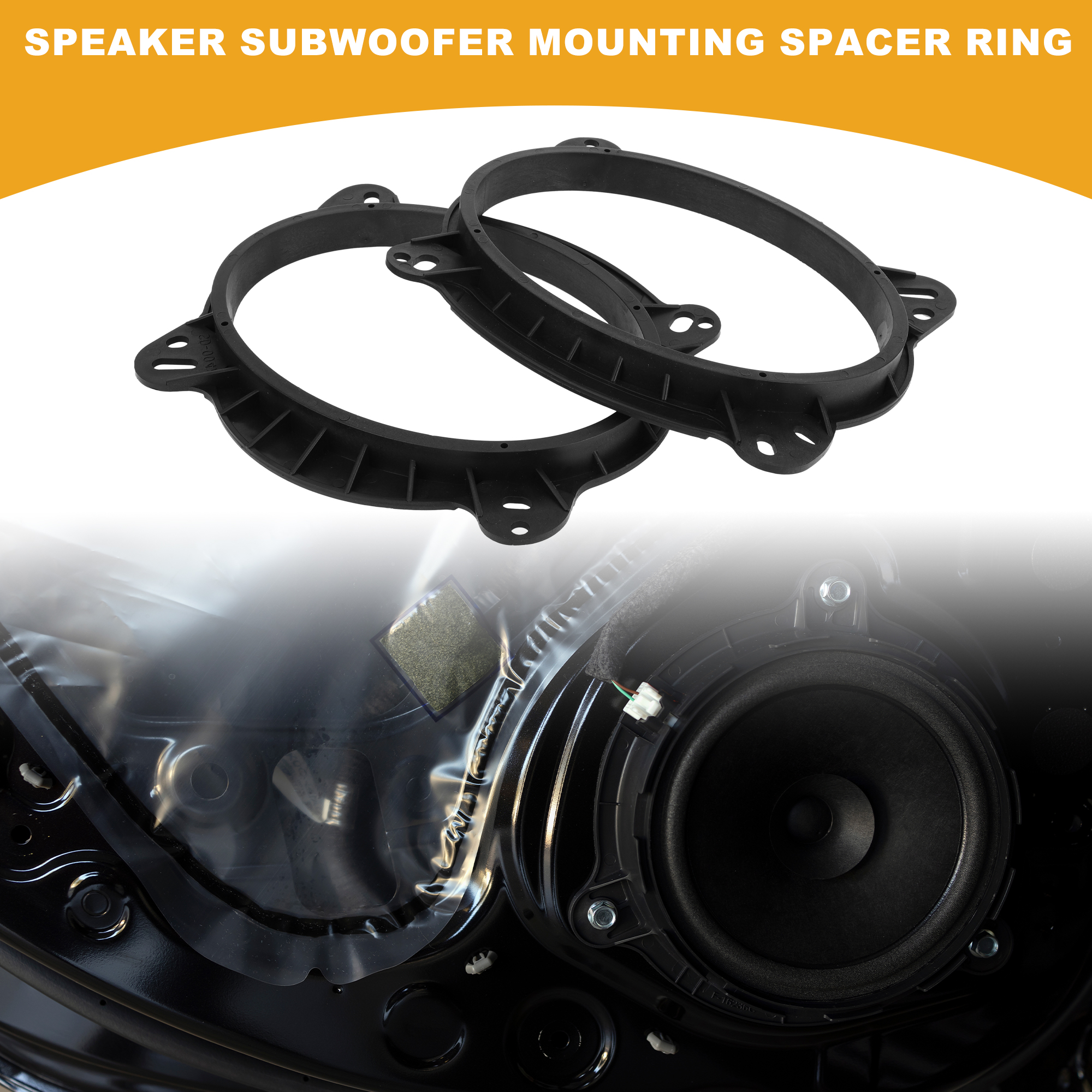 Unique Bargains Speaker Spacer Ring 6x9 Tweeter Adaptor for Toyota ABS Black
