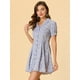 thumbnail image 4 of Vestido Camisero Allegra K de Manga Corta con cuello en V y estampado floral Púrpura XL, 4 of 6