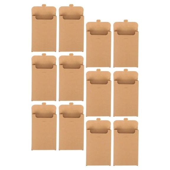 Soimiss 12Pcs Kraft Paper Envelope Boxes for Storing Postcards and Cards Khaki