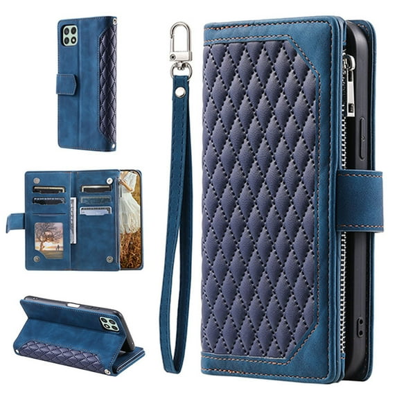 for Samsung A22 Wallet Cover 4G, Magnetic Premium Crossbody Wallet Case, Adjustable Detachable Lanyard Neck Strap with Kickstand Card Holder Protective Cover For Samsung Galaxy A22 4G,
Blue