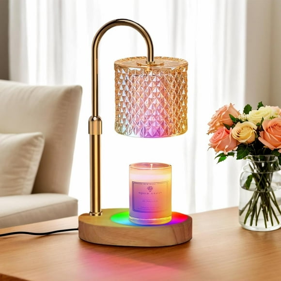 Lukasa Lampe Chauffe-Bougie, Base de Lampe Dynamique 7 Couleurs - avec Minuterie et Variateur, Hauteur Réglable, 2 Ampoules, Cadeaux pour Femmes, Chauffe-Bougie, Cadeaux Idéaux pour Maman, (Fête des Mères) Décoration Vintage Maison