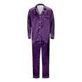 thumbnail image 6 of Satin Pajamas For Women Men Set Unisex Kids Pajamas Set Button Down Long Sleeve Sleepwear Lounge Set Long Sleeve Top And Pants Family Christmas Pajamas Matching Sets 2025 Men #01Purple,M, 6 of 8
