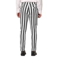 thumbnail image 3 of Unique Bargains Men's Striped Pants Business Skinny Fit Color Block Trousers 32 Gray White, 3 of 6