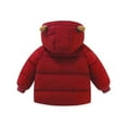 thumbnail image 4 of GYRATEDREAM Kids Winter Jacket Boys Girls Warm Winter Snowsuit Jacket Outerwear Clothes Zipper Thick Fleece Removable Hooded Snow Coat for 3-4Y Red, 4 of 7