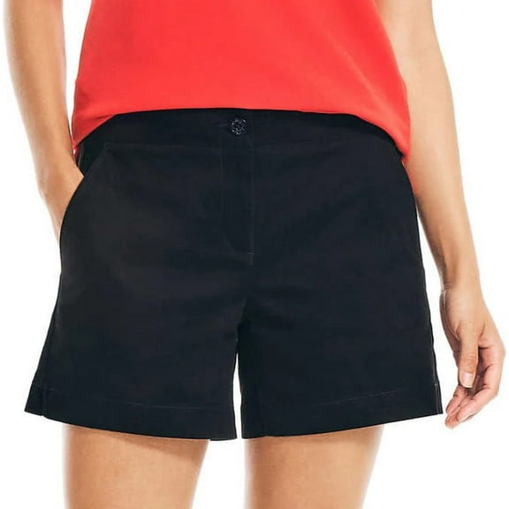Nautica Ladies Size 12 Mid-Rise Twill Shorts 5" Inseam, Black