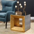 thumbnail image 3 of Home Square 20" Square Glass Top Accent End Table in Gold - Set of 2, 3 of 7