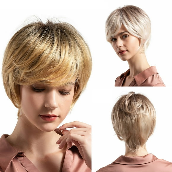 pstuiky Synthetic Short Straight 50% Natural Hair Wig For Women Cosplay Trendy Wig For Sale
