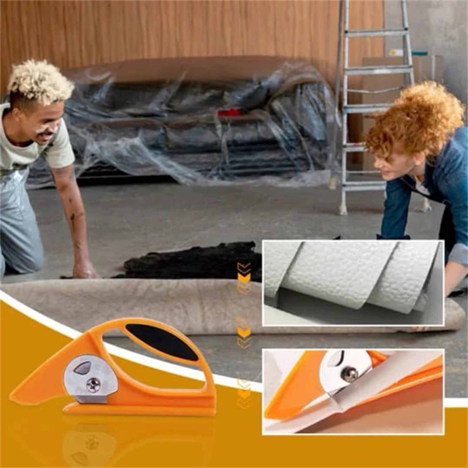 3 Packs Trapezoid Carpet Cutter Knife, Manual Multi-Purpose Tool with 45mm Blade for Leather Fabric Carpet Quilting, Precision Cutting Craft DIY Stainless Steel Utility Knife, Sharp Durable Hand Tool