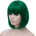 thumbnail image 4 of Pelucas verdes cortas para mujer, peluca de pelo Bob verde de 12 pulgadas con flequillo, N, 4 of 4