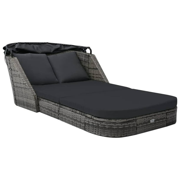 Veryke Rattan Chaise Lounger Bed Canopy, Anthracite - Walmart.com