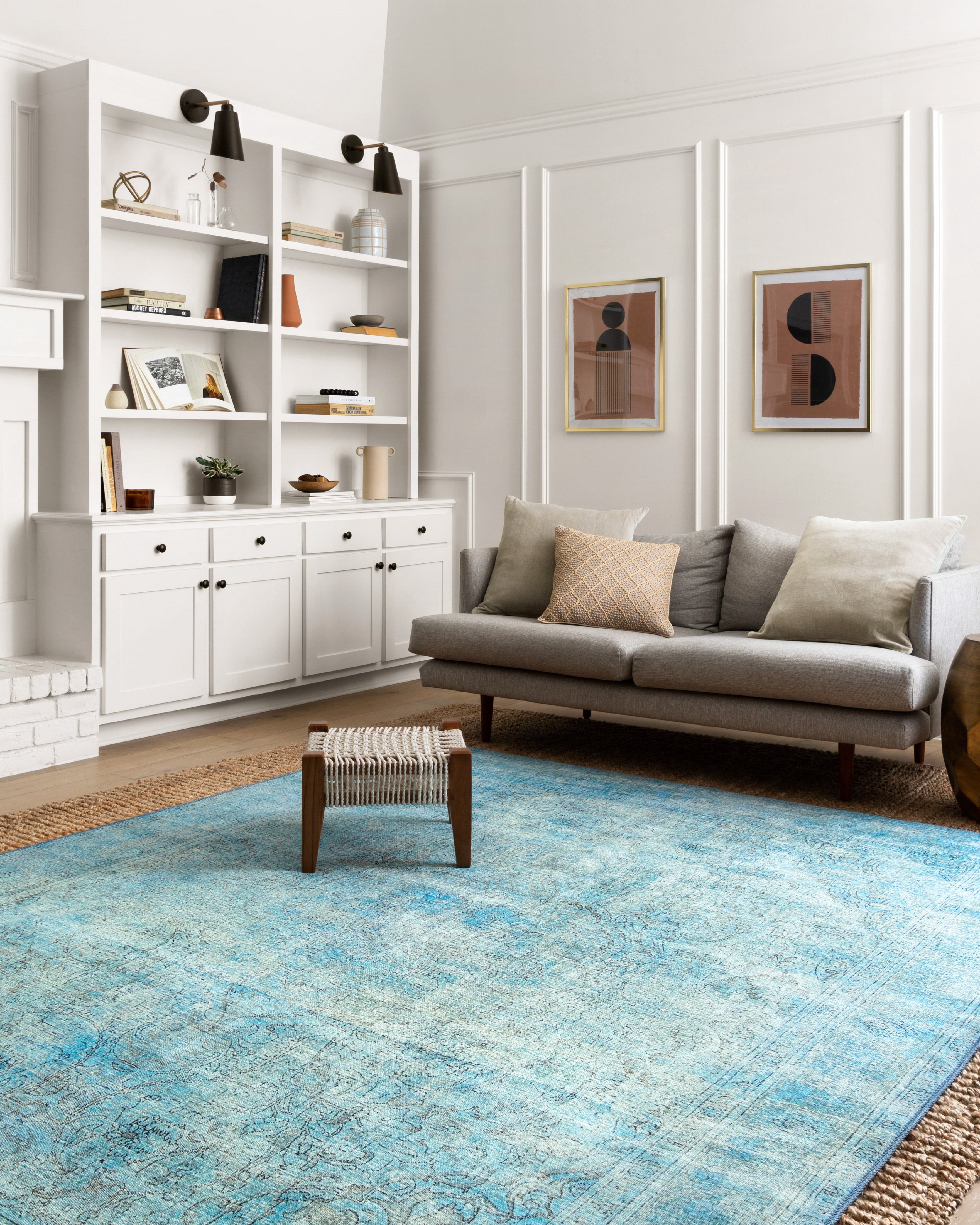 Loloi Loren Collection LQ-08 Aqua Oriental Area Rug 7'-6" x 9'-6"
