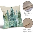 thumbnail image 4 of Watercolor Blue Green Tree Pillow Covers 18x18 Set of 2 Rustic Style Nature Forest Print Decorative Throw Pillows Winter Christmas Square Linen Cushion Case for Home Sofa Couch Bed Outdoor, 4 of 6