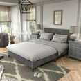 thumbnail image 2 of Furniture of America Colly Adult Queen Chenille Fabric Upholstered Platform Bed, Dark Gray, 2 of 25