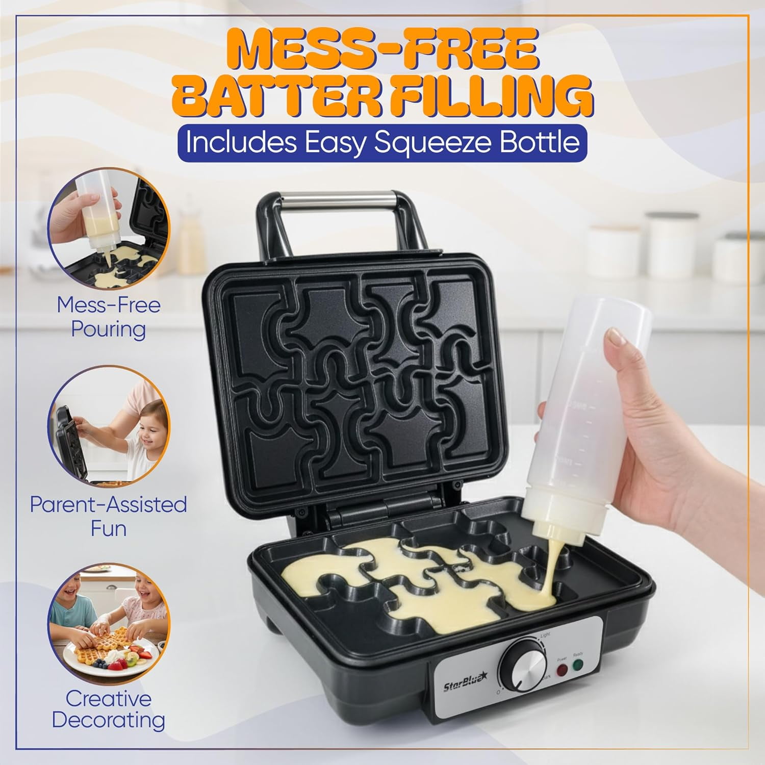 Puzzle Waffle Maker by StarBlue – Fun Playful Puzzle-Shaped Waffles