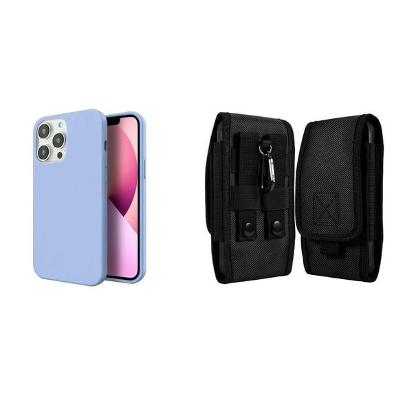 Slim Silicone Case and Belt Holster Pouch for iPhone 14 Pro Max - Lavender