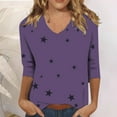 thumbnail image 2 of Yigetop Womens 3/4 Sleeve T Shirts, Women's Fashion Casual Print Three Quarter Sleeve Top T Shirt Quarter Length Sleeve Tops for Women Purple M, 2 of 9