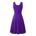 thumbnail image 2 of Innerwin Robe d'Été de Plage Col Rond Femmes Robes Midi Fête Couleur Unie Robe Longue Violette 2TG, 2 of 3