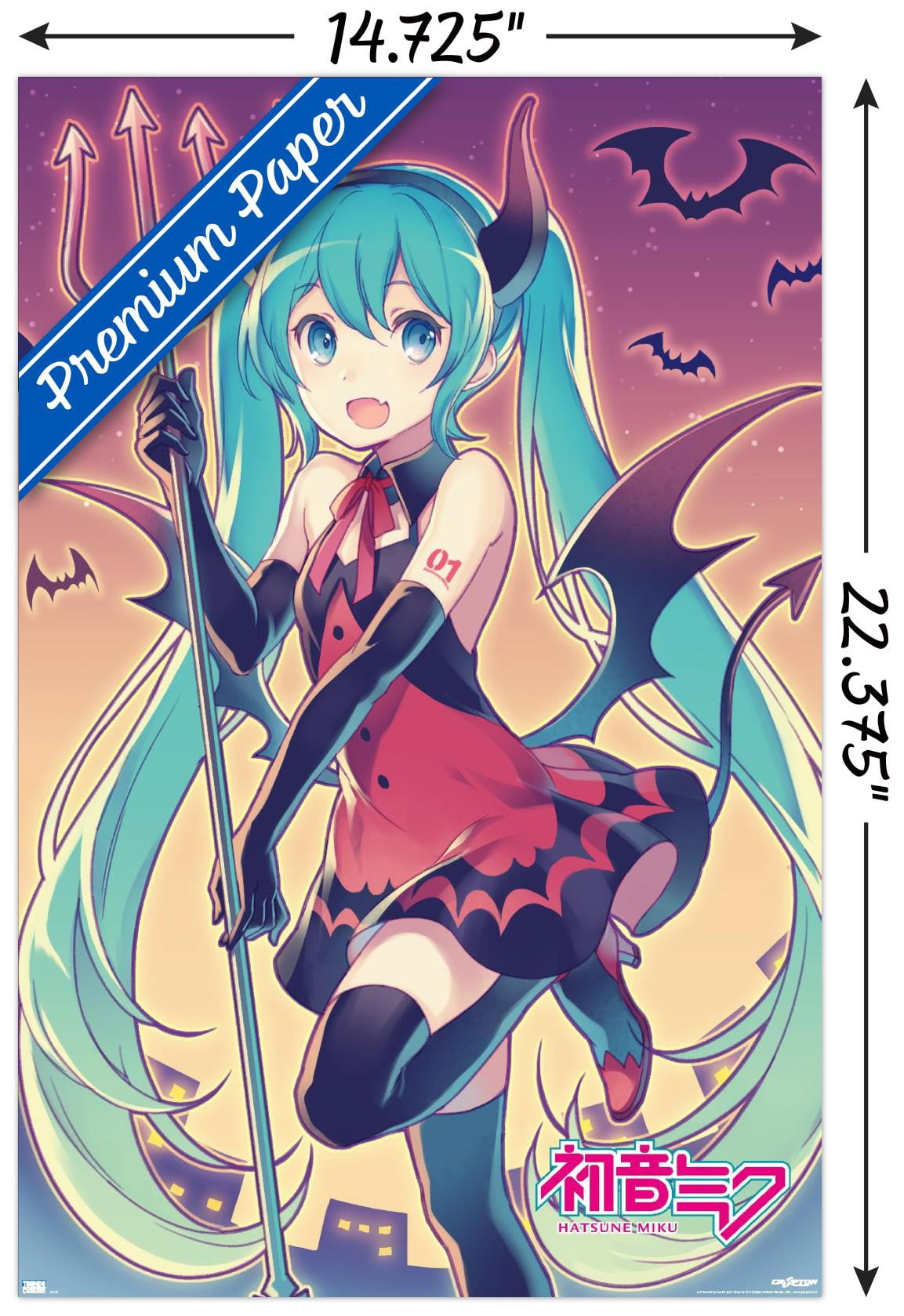 Hatsune Miku - Bats Wall Poster, 14.725" x 22.375"