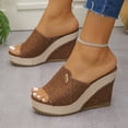 thumbnail image 4 of Sandals Women Wedge Open Toe Thick Soled Slip-on Spring Summer Fashionable Casual Versatile Solid Color Beach Shoes, 4 of 10