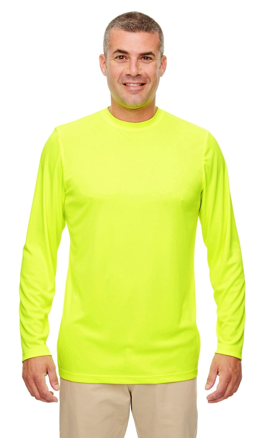 8622 Men S Cool Dry Performance Long Sleeve T Shirt Bright Yellow 5xl Walmart Com