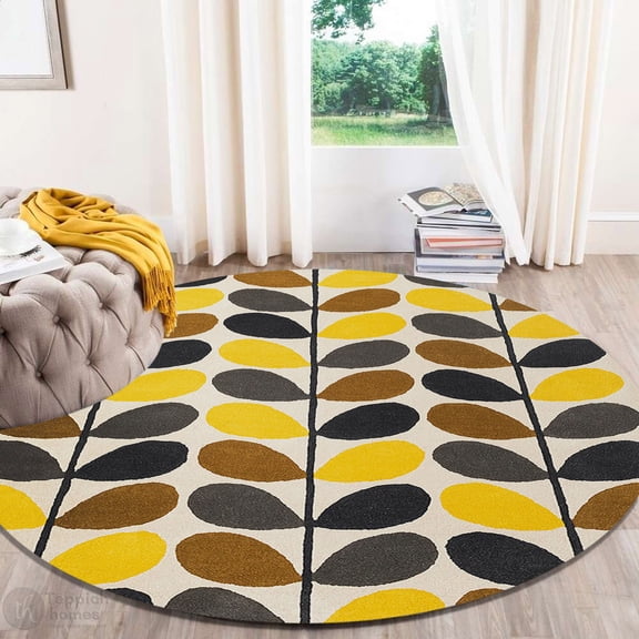 Teppich Home Tufted Rug 5X5, Geometric Carpet, Handmade Area Rugs, Bedroom, Round Carpet