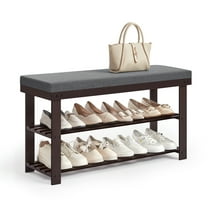 2 Tier Bench Shoe Rack, Holds up to 8 Pairs, Brown