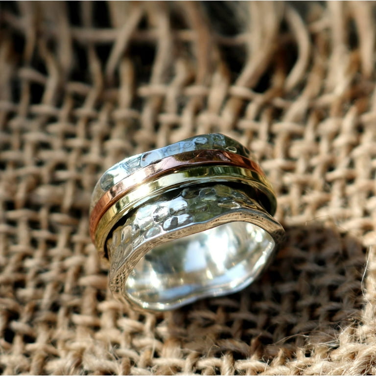 Energy Stone 925 Sterling Silver BREEZE Classic Hammered Pattern