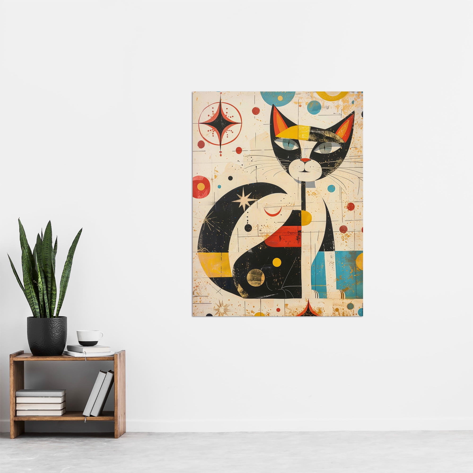 希少 Contemporary Art Atomic Cat, Space Kitties, Kitschy Mid Century Modern