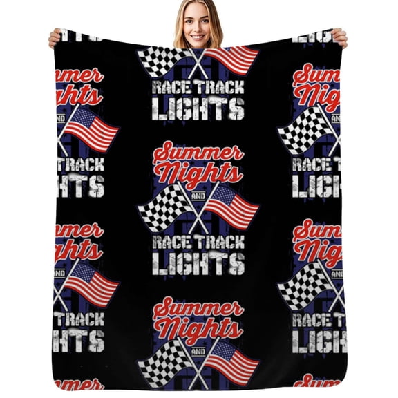 Racing Summer Nights Race Track Lights Flags Flannel Blanket Warm Soft Bedding Throws Winter Camping Chair Sofa Bed