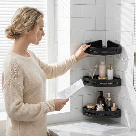 3 Pack Gray Abs Triangular Suction Cup Shower Caddy 3 Tier Corner Shelves No Drilling Bathroom Organizer With Towel Hooks For Toiletries Storage 3 Pack Gray Abs Triangular Suction Cup Shower Caddy 3 Tier Corner Shelves No Drilling Bathroom Organizer With Towel Hooks For Toiletries Storage