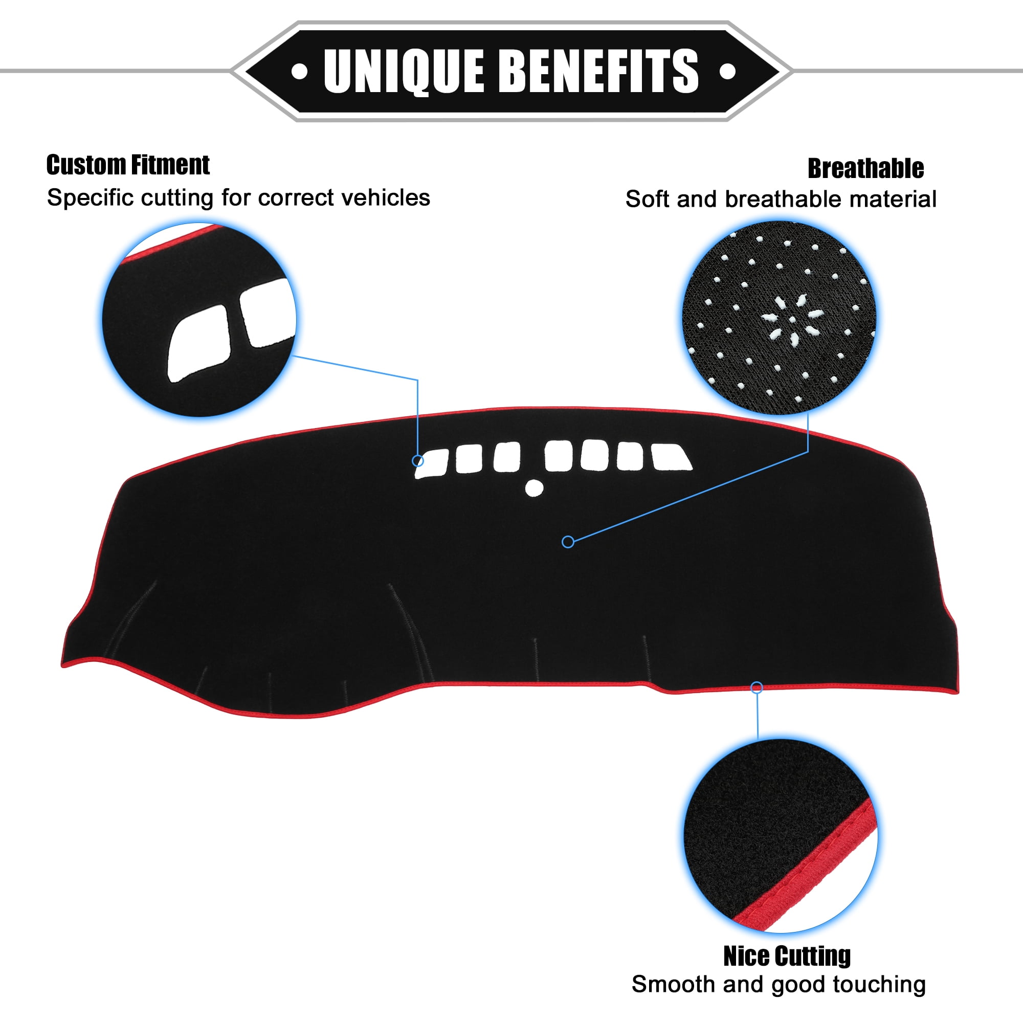 Unique Bargains Protective Dashboard Cover Mat for Buick LaCrosse 2005-2008 Black Red
