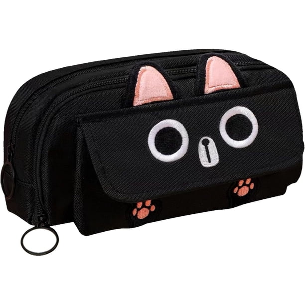 Estuche de gran capacidad con diseño de gato 3D, con cremallera, para niñas y niños, ideal para la vuelta al cole, bolsa de papelería, organizador de bolígrafos de oficina para adolescentes y