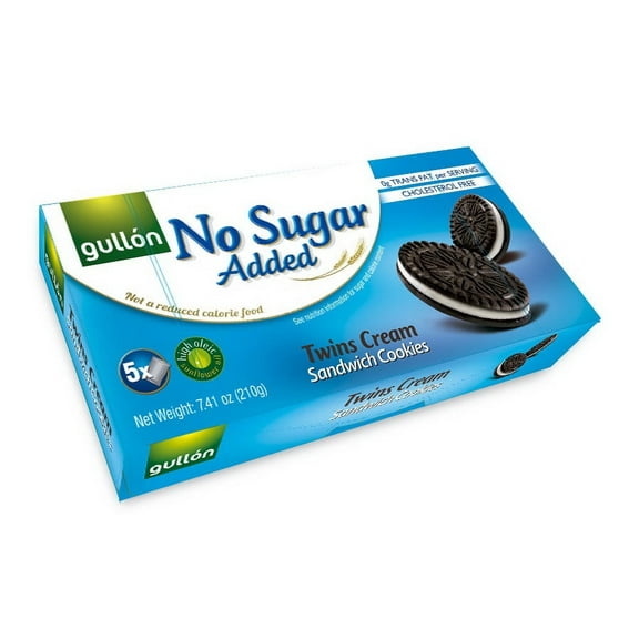 Gullon No Sugar Twins Cream Sandwich Cookies, 7.4 oz Box with 5 Individual Packs