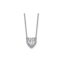 1.22 Carat (Ctw SI1, G-H) Lab-Grown Diamond Heart Halo Pendant Necklace in 14K White Gold with Chain for Women