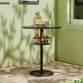 thumbnail image 4 of VECELO Pub Table Round Bar Height With Wine Rack Metal Base MDF Top, 36.2-Inch Height,Dark Black, 4 of 9