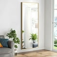 thumbnail image 4 of Full Length Mirror 59"x16" Rectangle Floor Mirror with Stand Wall Mounted Mirror for Full Body,Gold, 4 of 9