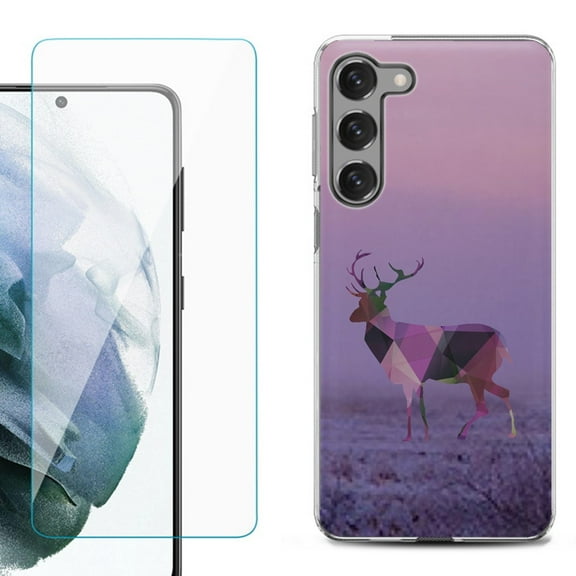 Shockproof Fashion Phone Case for Samsung Galaxy S23 5G, by OneToughShield ® - Deer/Polygon