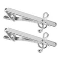 thumbnail image 1 of Clips à Cravate pour Hommes Affaires Formelles en Cuivre Argenté pour Fête 2 Pcs, 1 of 8