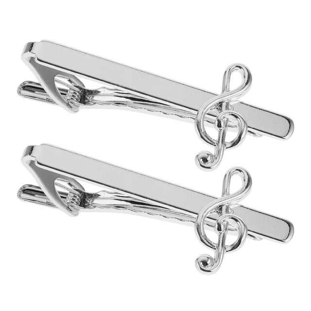 KAKOWELY Pince à Cravate Rétro 2 Pcs Pinces à Cravate Note de Musique Style Classique pour Hommes Accessoires de Cravate pour Papa Mari Tenue Formelle 2.52"X1.14"X0.83 Pouces