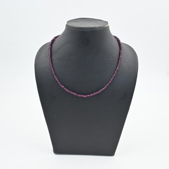 THE GEMS GRID Trending Natural Rhodolite Garnet Heishi Beads Necklace – 4mm Smooth Purple Garnet Jewelry for Women & Bridal Wear