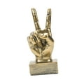 thumbnail image 1 of Estatua de gesto divertido con la mano, decoración de escritorio, escultura decorativa de resina. Oro de la paz, 1 of 9