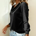 thumbnail image 4 of VISALY Women's Sequin Sleeve Cowl Neck Velvet Blouse Soft Glitter Sparkly Long Sleeve Pullover Slimming Shirts Casual Dressy Shirts Elegant Blouses for Evening Party Fashion Outfits Black L, 4 of 6
