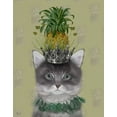 thumbnail image 2 of Fab Funky 20x24 White Modern Wood Framed Museum Art Print Titled - Cat, Pineapple Puss, 2 of 4