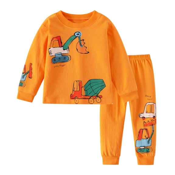 Afdoent Boys Pajamas Set Cartoon Print Long Sleeve Sleepwear Comfortable Pajamas Loungewear For Kids Homewear Nightwear Classic 2-3 Years