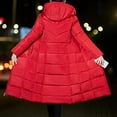 thumbnail image 3 of Lovskoo 2024 Womens Winter Coats Quilted Jacket Keep Warm Cotton Padded Long Sleeve Long Hooded Coat Red, 3 of 5