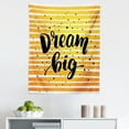 thumbnail image 1 of Dream Tapestry, Horizontal Ombre Stripe with Dots Dream Big Lettering Graphic Design, Fabric Wall Hanging Decor for Bedroom Living Room Dorm, 5 Sizes, Black Yellow, by Ambesonne, 1 of 1