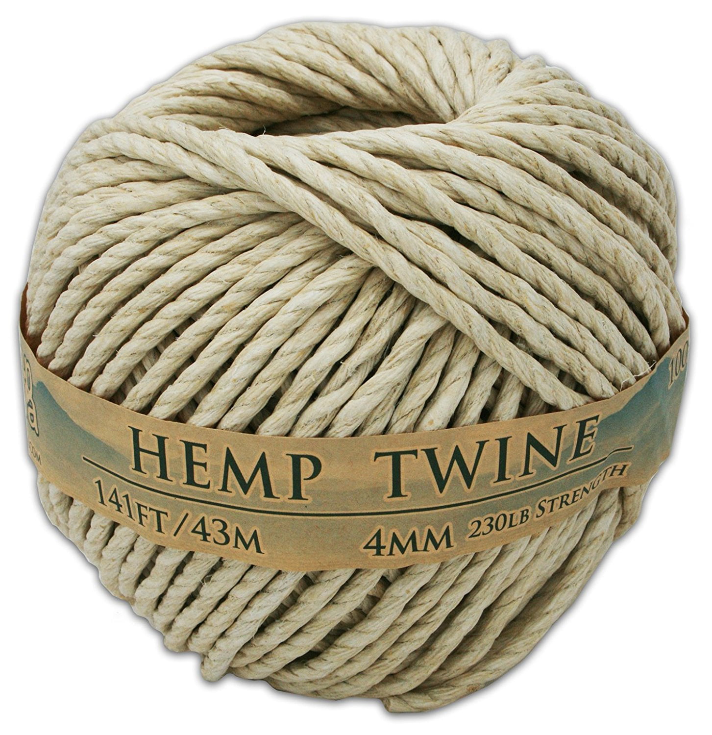 Hemptopia 4mm Natural Hemp Twine - 141 feet / 43 Meters - 100% Hemp
