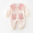 thumbnail image 1 of Body de bebé con estampado completo de conejito, mono con bolsillo para niñas pequeñas, bonito cuello Peter Pan, una pieza, primavera y otoño, 1 of 6