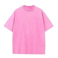 thumbnail image 2 of ADSSDQ Oversized Cotton Solid T Shirts for Men Vintage Streetwear Basic Tees Baggy Hip Hop Unisex Tops Tshirt Pink 2XL, 2 of 4