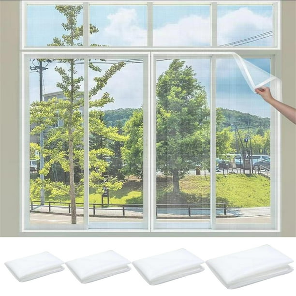 Malla Mosquitera Ajustable para Ventanas | Marco Blanco | Corte a Medida | para Ventanas Corredizas, Abatibles y Tragaluces | Instalación Sencilla Sin Taladros | Una Sola Pieza